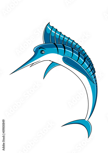 Jumping blue marlin fish character