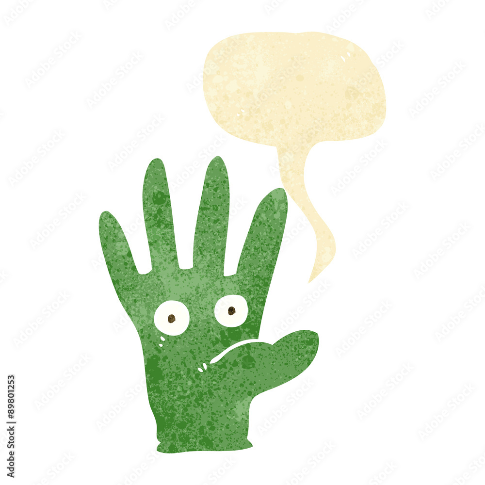 cartoon hand with eyes with speech bubble cartoon hand with eyes with speech bubble