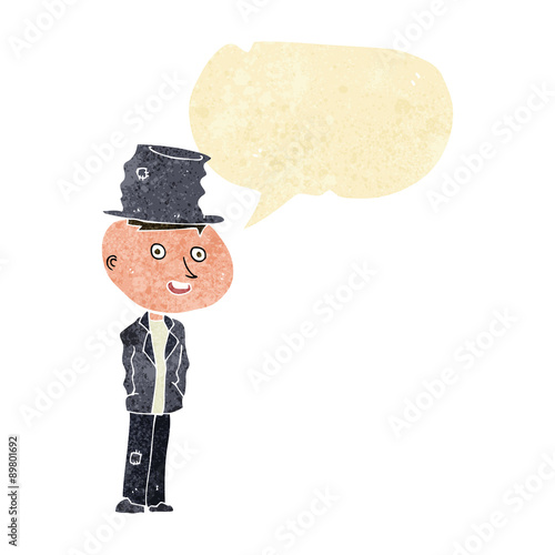 cartoon funny hobo man with speech bubble