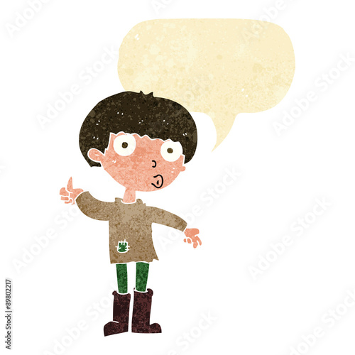 cartoon boy asking question with speech bubble