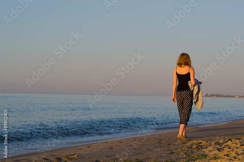 girl at the morning beach