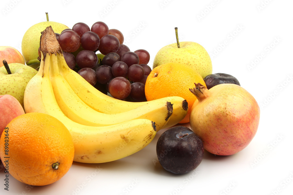 Assortment of fresh fruits isolated on white Assortment of fresh fruits isolated on white