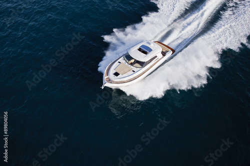 Luxurious yacht cruising through the sea
