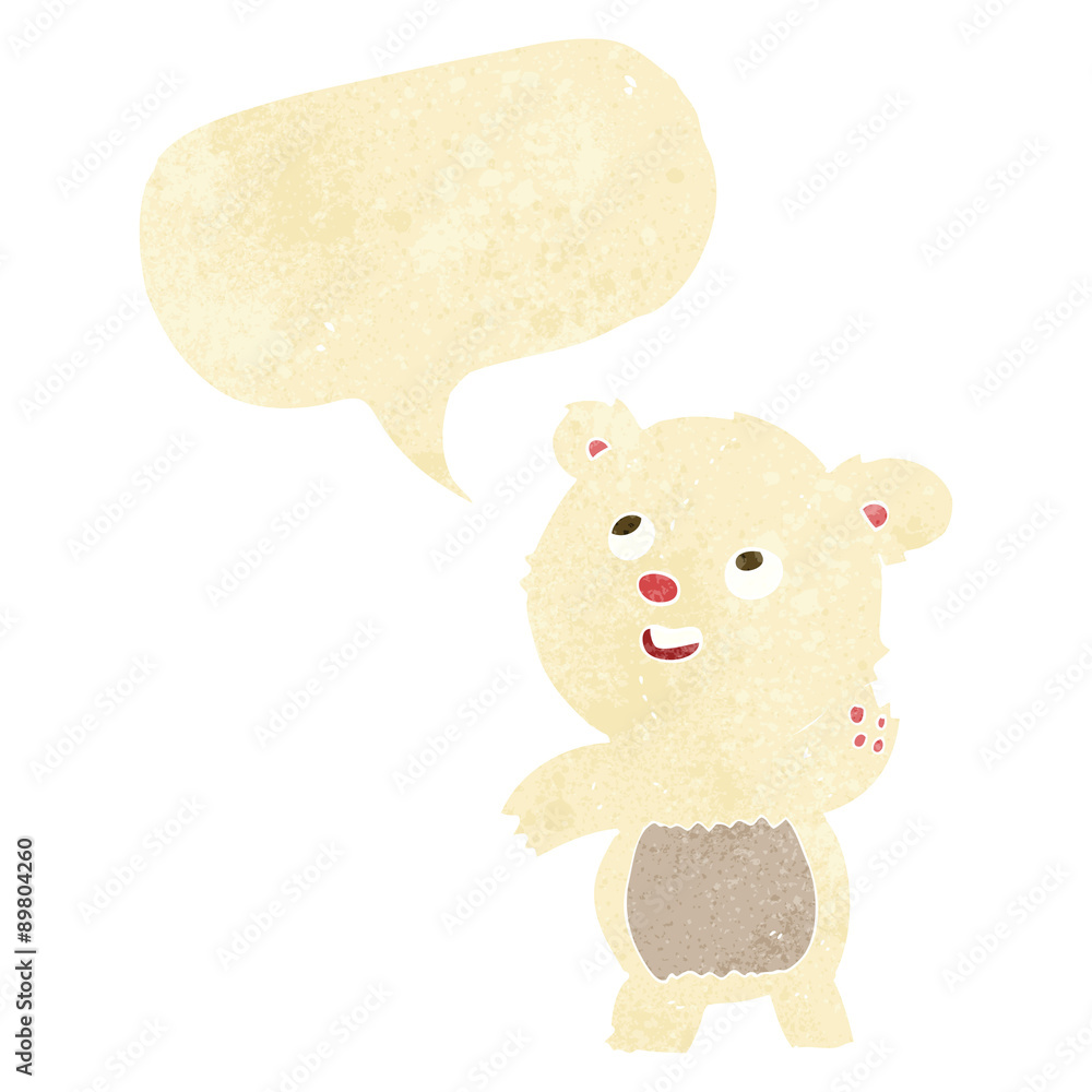 cartoon cute waving polar bear teddy with speech bubble cartoon cute waving polar bear teddy with speech bubble
