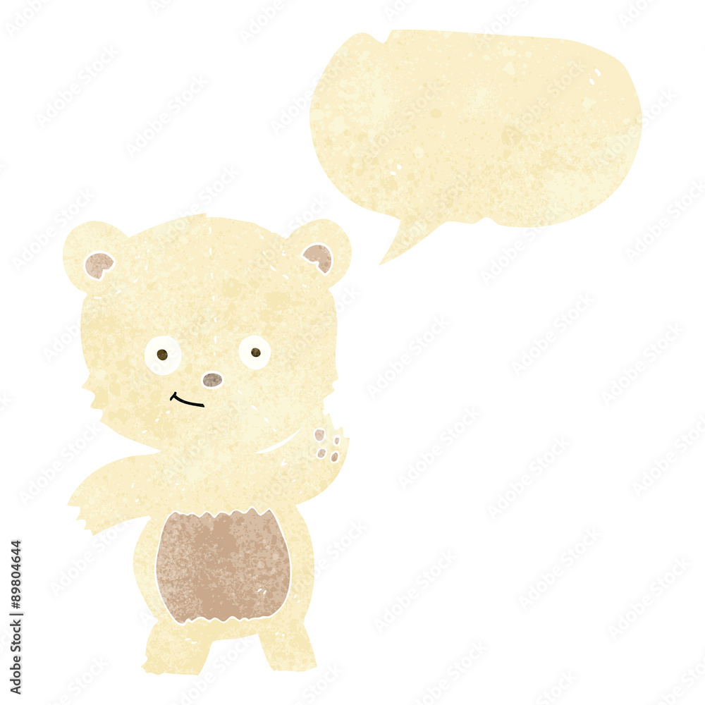 cartoon waving polar bear with speech bubble cartoon waving polar bear with speech bubble