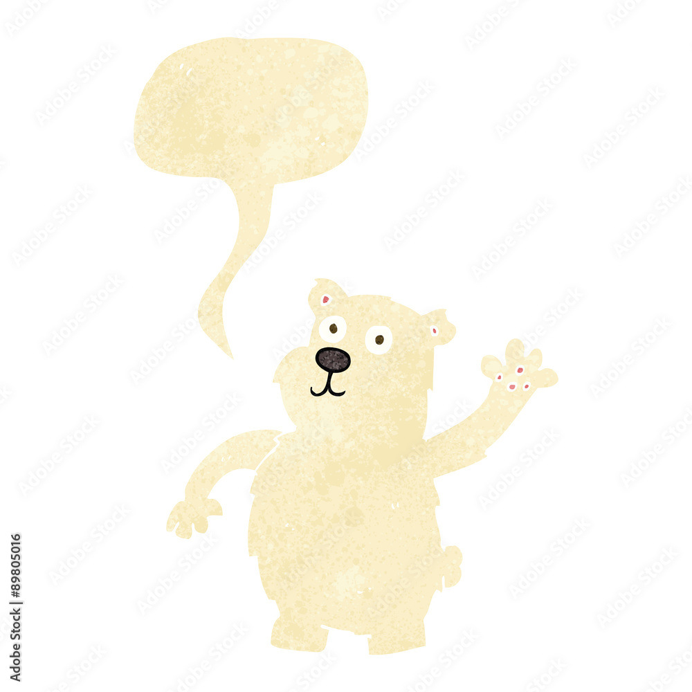 cartoon waving polar bear with speech bubble cartoon waving polar bear with speech bubble