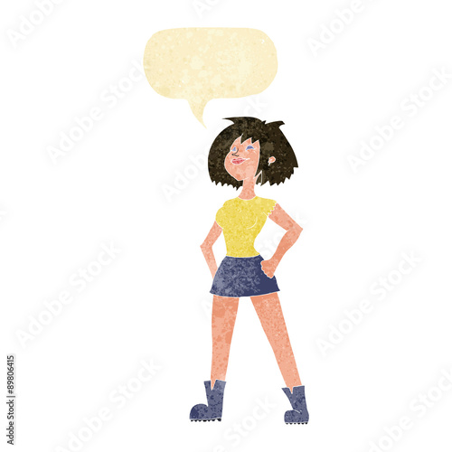cartoon capable woman with speech bubble