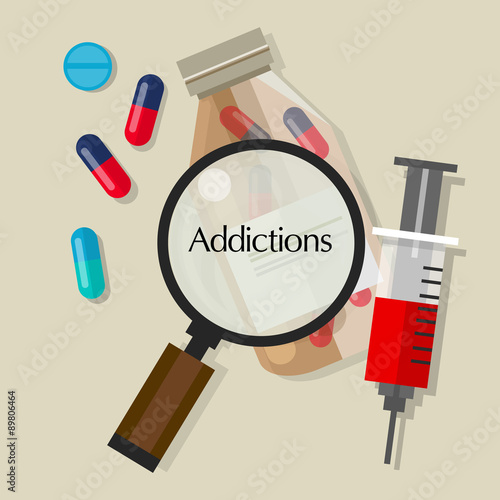 addictions drug addicts pills overdose vector illustration icon