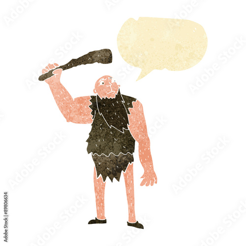 cartoon neanderthal with speech bubble