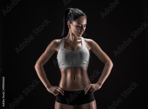 attractive fitness woman, trained female body, lifestyle portrai