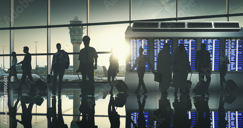 Business People Airport Terminal Travel Departure Concept photo