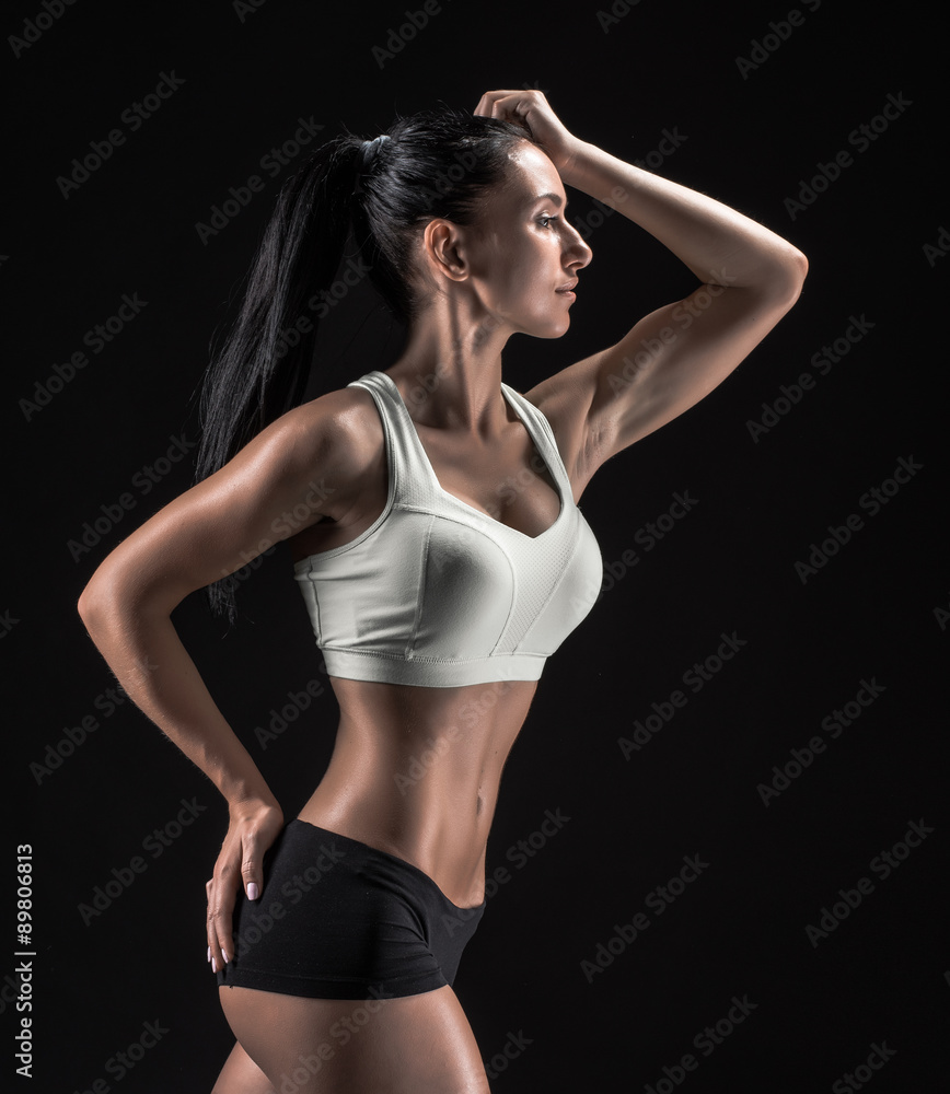 attractive fitness woman, trained female body, lifestyle portrai Stock  Photo | Adobe Stock