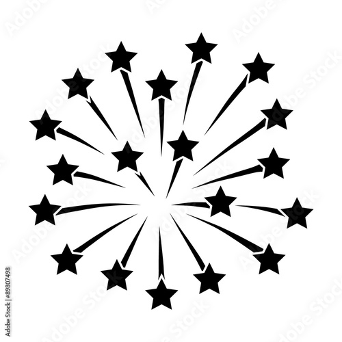 New Years or Independence Day fireworks with stars flat icon