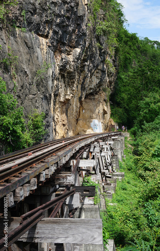 famous railway track in Kranchanaburi, Thailand