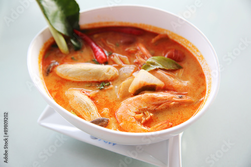 Thai traditional spicy prawn soup , Tom yum kung