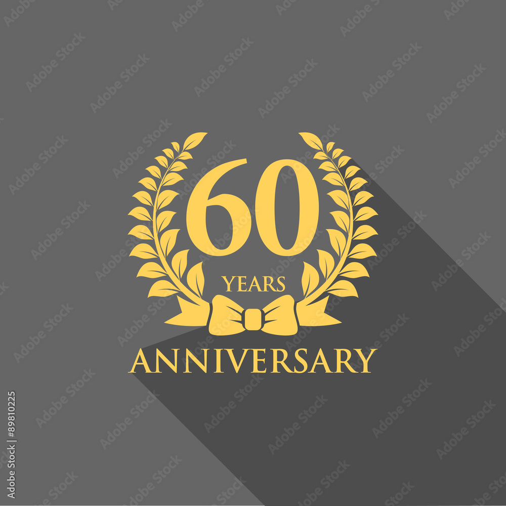Naklejka premium anniversary logo ribbon wreath flat 60