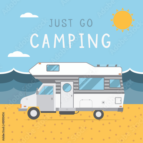 Summer Beach Caravan Trailer Camping Landscape