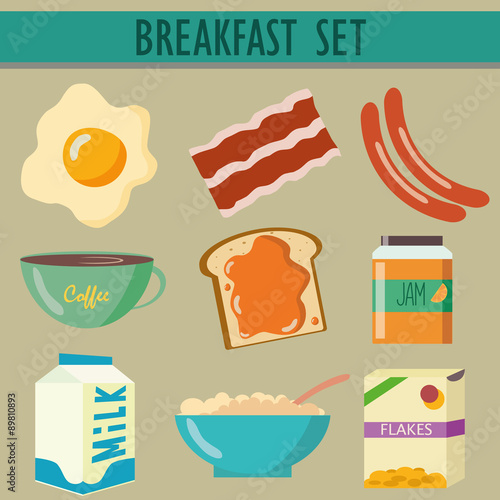 set icons with breakfast