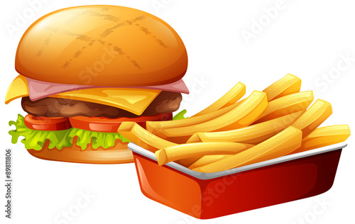 Cheeseburger and french fries