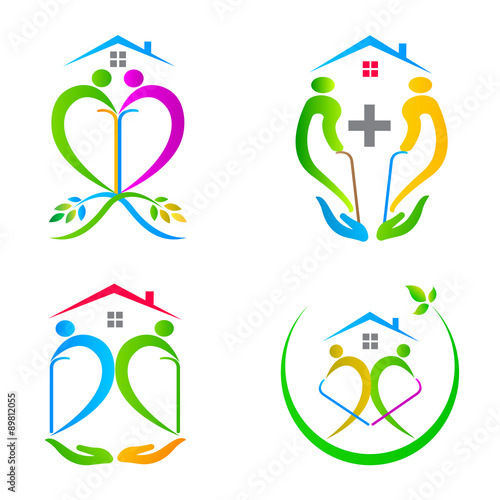 A vector drawing represents senior care design.