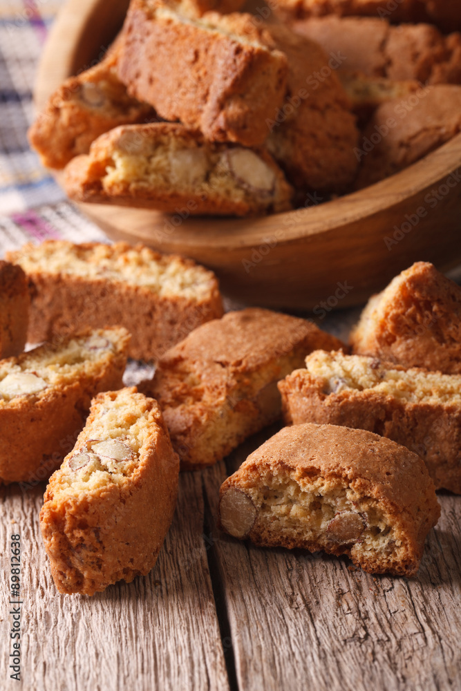 Italian biscotti delicious cookies with almond close up. Vertical
Italian biscotti delicious cookies with almond close up. Vertical