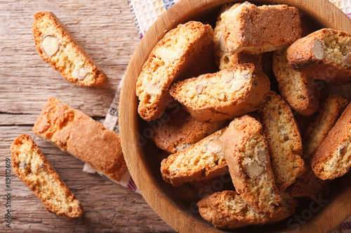 Obraz na plátne delicious cookies biscotti with almonds closeup