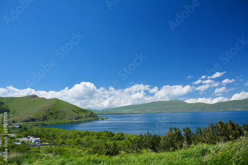 Sevan lake coastline with houses