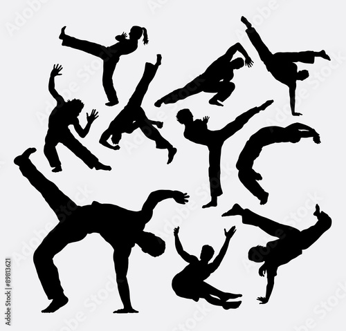Capoeira sport dance silhouettes