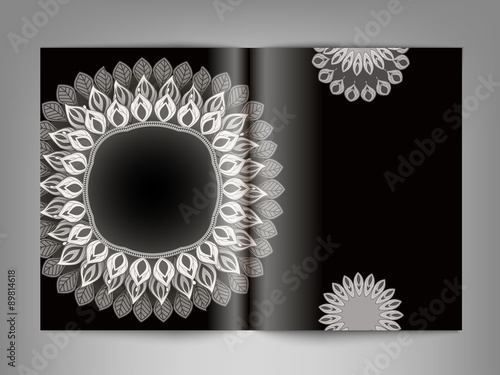 Vector reversal (template) magazine with black and white ornamen