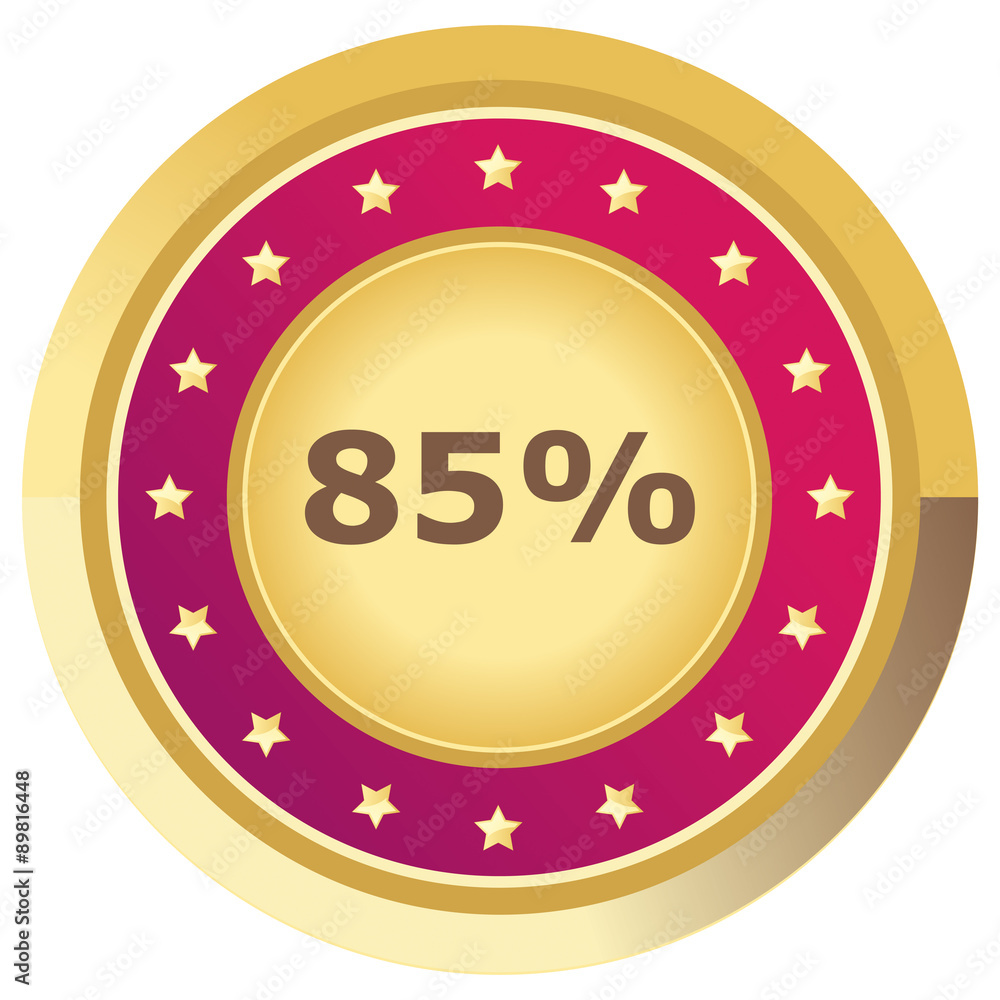 Fototapeta premium Prozent Button pink auf weißem Hintergrund