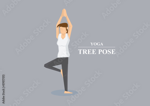 Hatha Yoga Asana Tree Pose Vector Illustration