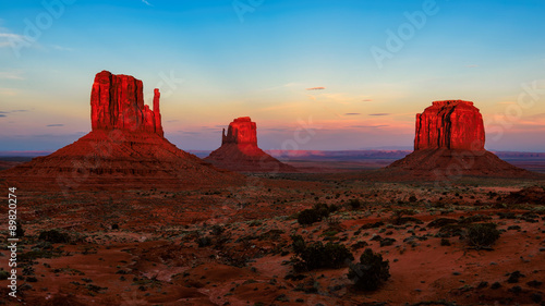 Famous Buttes of Monument Valley at sunser  Utah  USA