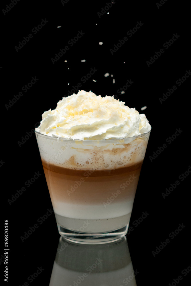 coffe latte cup on the black background coffe latte cup on the black background