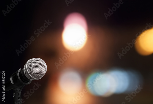 Microphone on stage background