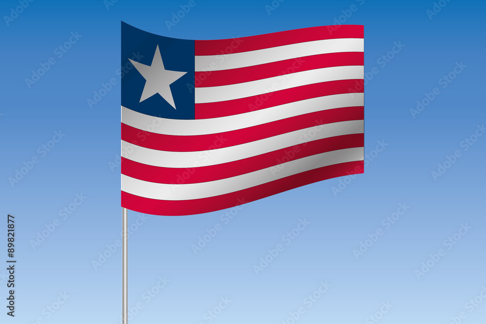 3D Flag Illustration waving in the sky of the country of Liberi 3D Flag Illustration waving in the sky of the country of Liberi