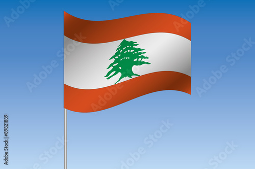 3D Flag Illustration waving in the sky of the country of  Lebano photo