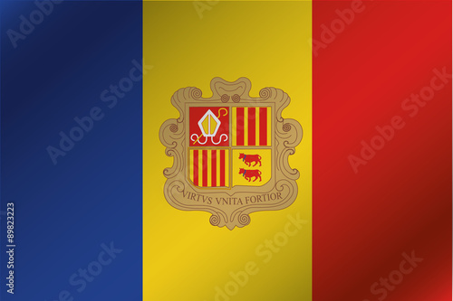 3D Wavy Flag Illustration of the country of  Andorra photo