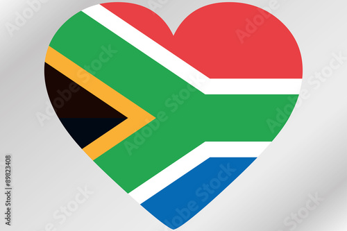 Flag Illustration of a heart with the flag of South Africa