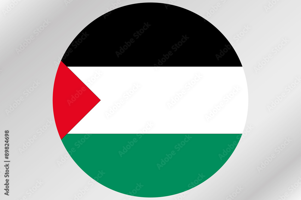 Flag Illustration within a circle of the country of Palestine Flag Illustration within a circle of the country of Palestine
