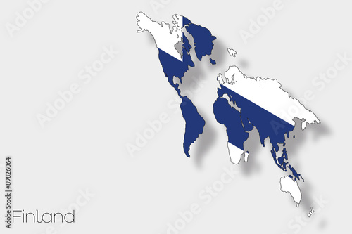 3D Isometric Flag Illustration of the country of  Finland