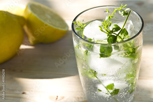 glass of mojito with ice