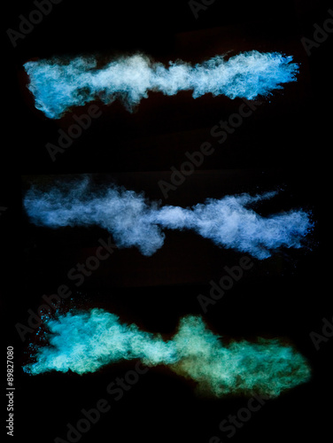 Colored powder on black background