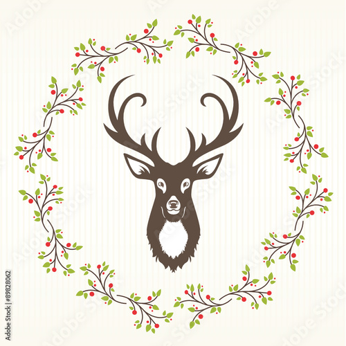 Floraler Kranz mit Hirsch