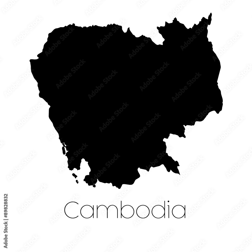 Country Shape isolated on background of the country of Cambodia