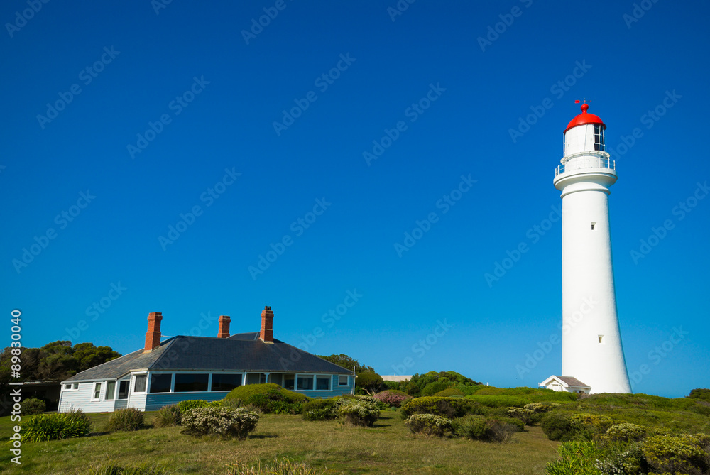 Historic Split Point Lighthouse and Lighthouse-keeper's cottage at Airey's Inlet, Victoria, Australia