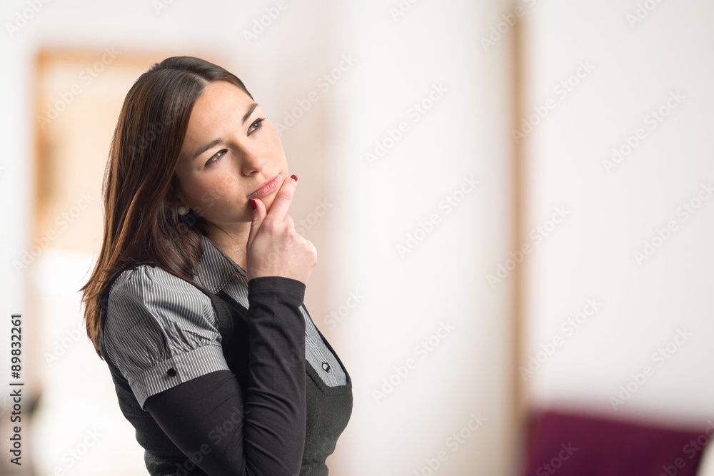 Young girl thinking over isolated white background Young girl thinking over isolated white background