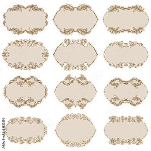 Vector set of gold decorative borders, frame