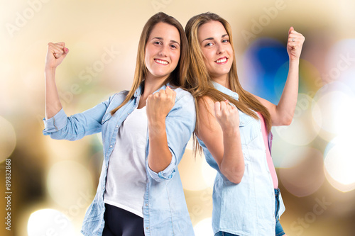 Lucky girls  over isolated white background
