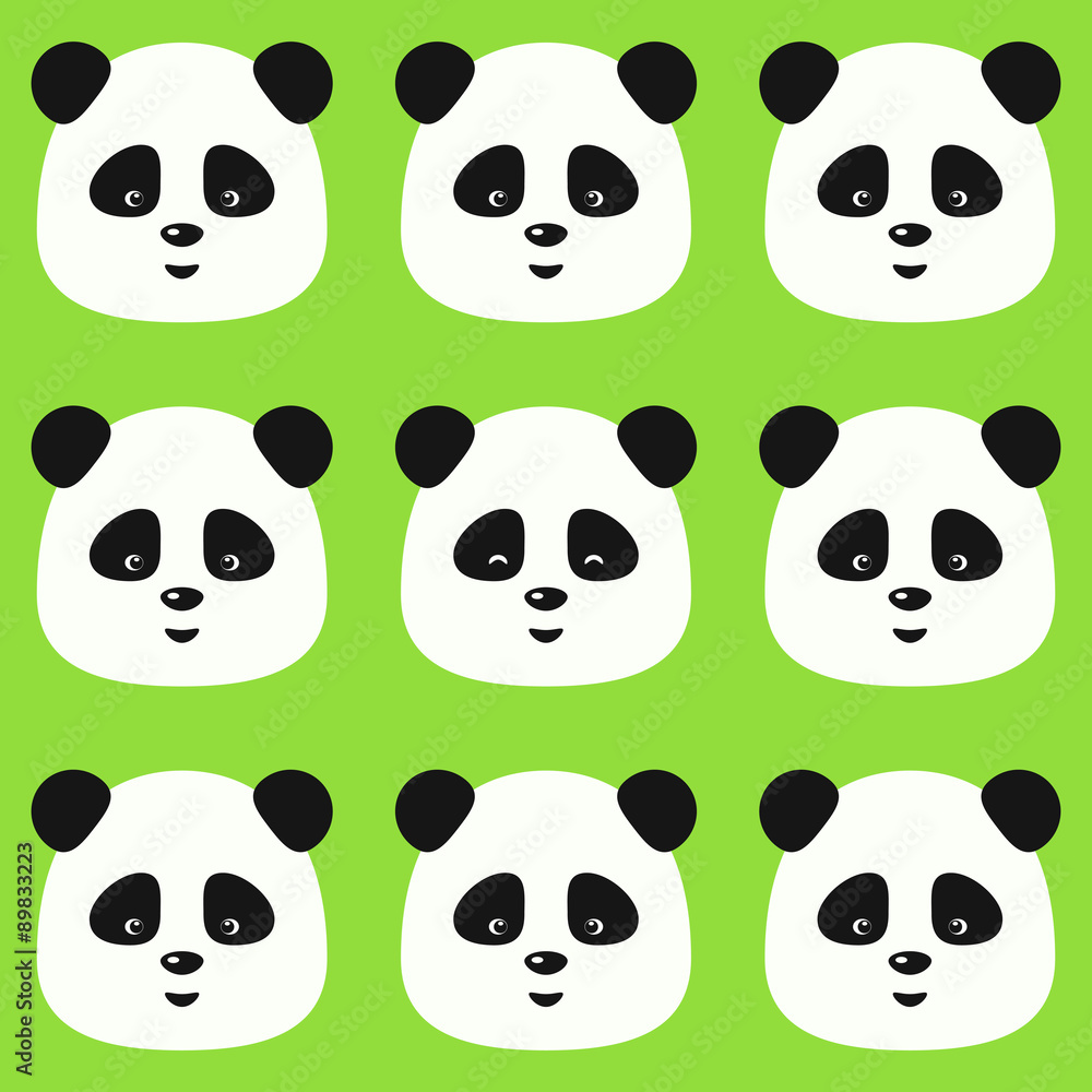 Vector seamless flat pattern with funny pandas Vector seamless flat pattern with funny pandas