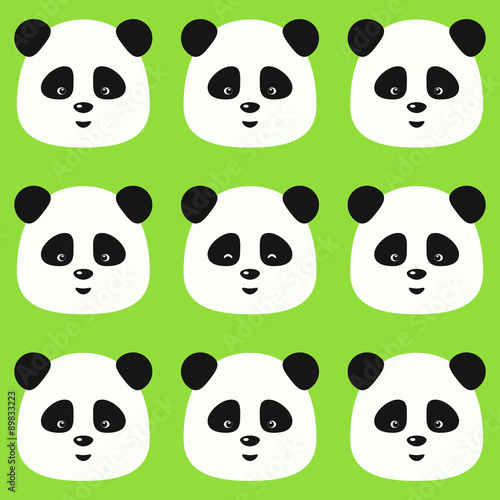 Vector seamless flat pattern with funny pandas © Daina Lockie